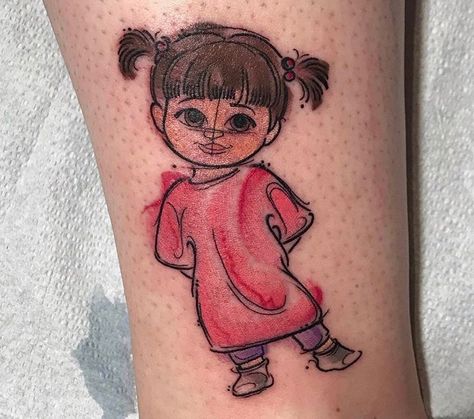 Boo Monsters Inc Tattoo, Boo Tattoo, Disney Inspired Tattoos, Monster Co, Tattoo Disney, Monsters Inc Boo, Tattoo Watercolor, Patchwork Tattoo, Disney Tattoo