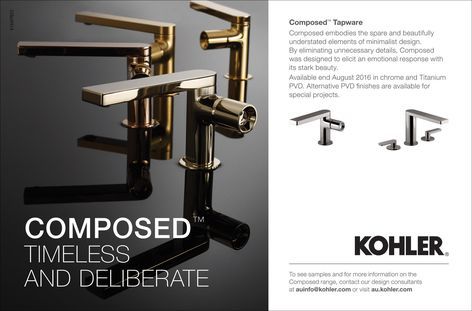 Composed Tapware by Kohler Kohler Anthem, Kohler Components Faucet, Kohler Memoirs Stately, Kohler Memoirs, Kohler Purist, News Magazine, Terrazzo Tiles, New Products, Faucet