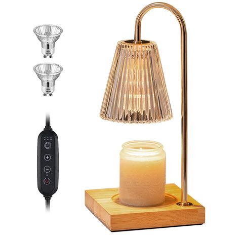 PRICES MAY VARY. Safe and No Smell - Candle warm lamp with 50-watt, GU10 halogen warming bulb , melt candles slowly from the top down by releasing heat for a stronger and purer scent, the scent will last twice as long as buring. No open flame, no smoke, no dust, no fire risk. Safer, cleaner, no effect on human body. Dimmable and Timing - The brightness of the bulb can be adjusted at will, we added a timer program, which can control the candle warmer time according to your needs. Set the time bef Smell Candle, Warm Lamp, Candle Melter, Wax Melter, Candle Warmer Lamp, Candle Lamps, Wax Melt Warmer, Electric Candles, Buy Candles