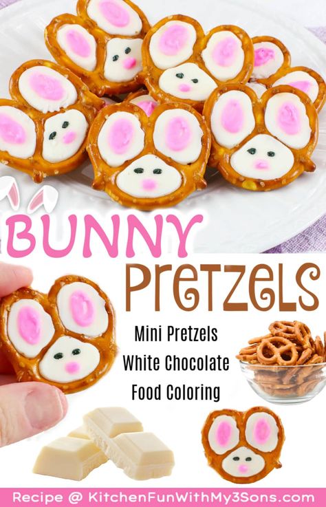 Bunny Pretzels, Easter Pretzel, Bunny Recipes, Easter Deserts, Easy Easter Treats, Pretzel Treats, Easter Snacks, Easter Sweets