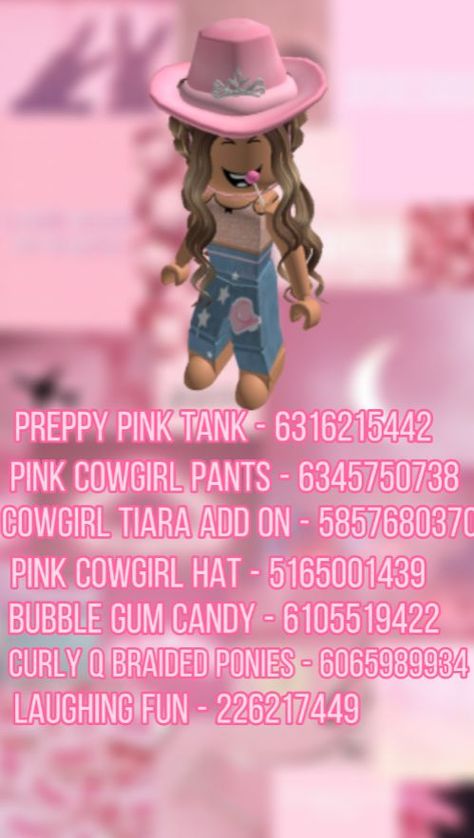 Cute outfit for roblox | Coisas grátis, Roupas Preppy Outfits Roblox Id Codes, Brookhaven Codes Preppy, Bloxburg Cowgirl Outfit Codes, Preppy Outfits Roblox Avatar Codes, Blockburg Codes Outfit, Roblox Id Codes For Clothes Preppy, Roblox Cowgirl Outfit, Preppy Codes Bloxburg, Brookhaven Outfit Codes Preppy