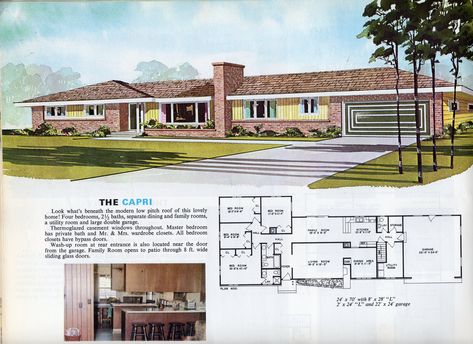 https://flic.kr/p/cGS8sW | 1970 1970s Ranch House, Ranch Home Floor Plans, Ranch House Floor Plans, Mid Century House Plans, Mid Century Modern House Plans, 70s House, Floor Plans Ranch, Ranch Style House, Vintage House Plans