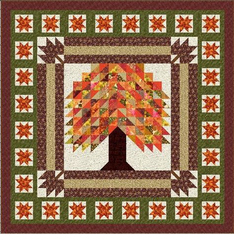 The Fall Quilt | Craftsy Fall Quilt Patterns, Fall Quilt, Lap Quilt Patterns, Christmas Quilt Patterns, Barn Quilt Designs, Quilting Designs Patterns, Fall Stuff, Holiday Quilts, Fall Quilts