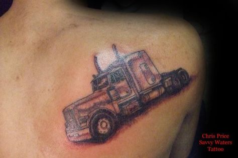 18 wheeler Trucker Tattoo, Last Name Tattoos, Memorial Tattoos Small, Truck Tattoo, Half Sleeve Tattoos Forearm, Heaven Tattoos, Family Tattoo Designs, Native Tattoos, Tattoo For Son