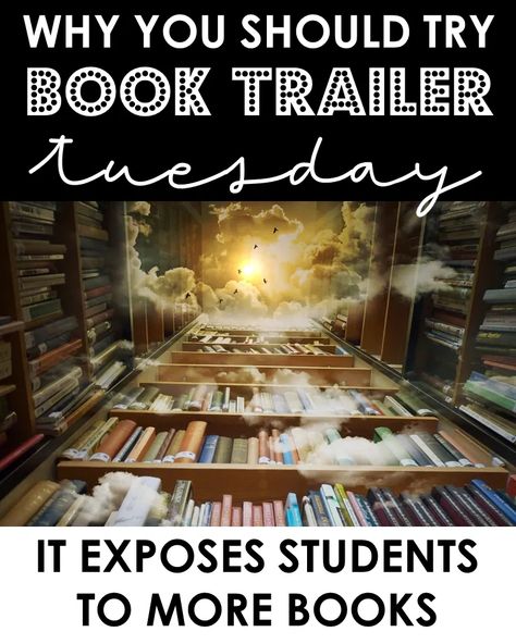 Book Trailer Tuesday, Elementary Library Decorations, School Library Book Displays, Book Tasting, Library Lesson Plans, School Library Displays, Library Media Specialist, Middle School Libraries, School Libraries