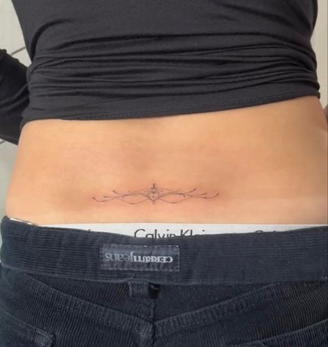 Simplistic Tramp Stamp, Dainty Tramp Stamp Design, Line Work Tramp Stamp, Minimalistic Tramp Stamp, Soft Tramp Stamp, Tramp Stamp Minimalist, Subtle Tramp Stamp, Fine Line Tramp Stamp Tattoo, Ethereal Tramp Stamp