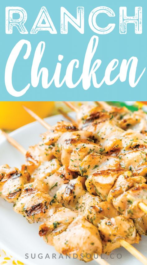 Baked Chicken With Ranch Packet, Baked Ranch Chicken Tenders, Chicken Bacon Ranch Kabobs, Oven Baked Ranch Chicken, Low Sodium Chicken Kabobs, Easy Ranch Chicken, Dinner Grill, Healthier Dinners, Ranch Chicken Recipes