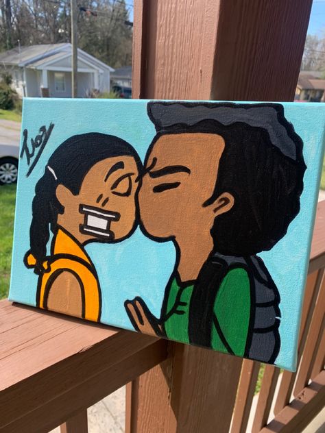 Animated canvas art, dm me on ig to shop with other art ! Love And Basketball Cartoon Painting, Couples Painting Ideas Canvases Easy, Love And Basketball Movie, 90s Cartoon Canvas Painting, Basketball Canvas Art, Basketball Movies, Basketball Canvas, Cartoon Canvas, Couple Painting