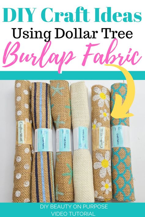 Ladies Night Party Themes, Crafts With Burlap, Dollar Tree Summer Crafts, Diy Crafts Dollar Tree, Fabric Diy Crafts, Address Planter, Dollar Tree Craft Ideas, Tree Craft Ideas, Dollartree Diy