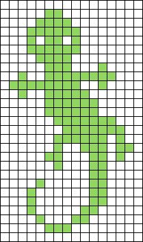 Alpha pattern #70974 variation #166037 Lizard Cross Stitch, Simple Alpha Patterns Small, Simple Crochet Tapestry, Alpha Patterns Simple, Crochet Lizard Pattern, Alpha Pattern Simple, Small Tapestry Crochet Pattern, Simple Alpha Patterns, Small Alpha Patterns