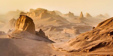 Rocks And Mountains, Alien Landscape, Desert Environment, Desert Art, Building Art, Summer Mood, Biome, Fantasy Places, Matte Painting