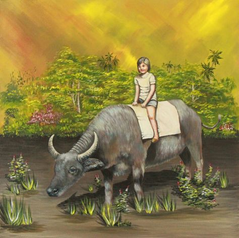 CARABAO RIDE Acrylic on 24in x 24in canvas Carabao Drawing, Filipino Art, Water Buffalo, Nature Drawing, Gentle Giant, Kids Art, Happy Kids, Art For Kids, Art Ideas