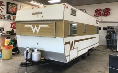 This 1969 Winnebago Camper is a claimed barn find that remains in excellent condition with a period-correct and move-in-ready interior.  #Winnebago Vintage Winnebago, Spaceballs Winnebago, Pull Behind Campers, Winnabego Rv, Winnebago Brave, Vintage Motorhome For Sale, Vintage Fridge, Fake Wood, Vintage Rv