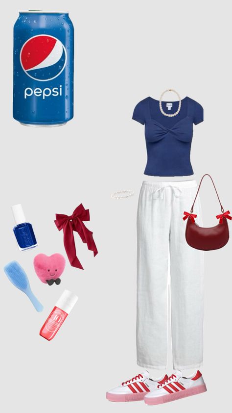 Pepsi soda inspired outfit #pepsi #cola #outfit #lanadelrey #coquette #inspo #fitinspo #f4f Pepsi Cola, Lana Del Rey