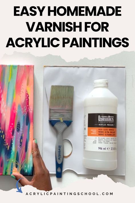 Looking for easy homamade varnish ideas you can make at home? Then head over to my blog to try this super easy homamade varnish + learn everything you need to know about how to vanish an acrylic paint as beginner Varnishing Acrylic Paintings, Painting School, Acrylic Painting Tips, Mineral Spirits, How To Make Paint, Winsor & Newton, Painting Tips, Acrylic Paintings, Art Class