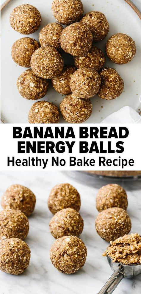 Healthy Power Balls Recipe, Banana Power Balls, Health Night Snacks, Healthy Banana Snack Ideas, No Bake Balls Healthy, Power Balls Recipe Energy Bites, Easy Energy Balls No Bake, Power Bites Energy Balls, Power Balls Recipe Healthy