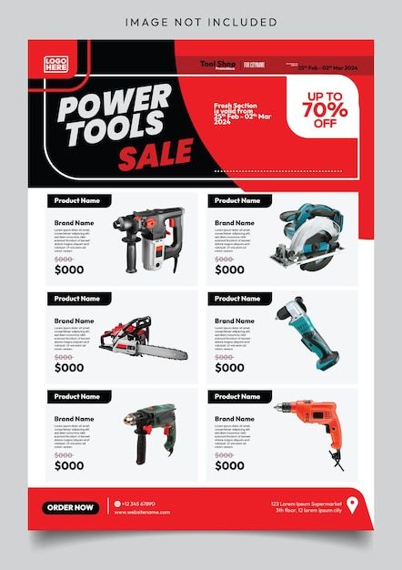 Tool Catalog Design, Product Sheet Design, Product Sale Poster Design, Products Flyer, Sales Flyer Design, Sale Flyer Design, Advertising Campaign Design, Power Tools Design, Tool Poster