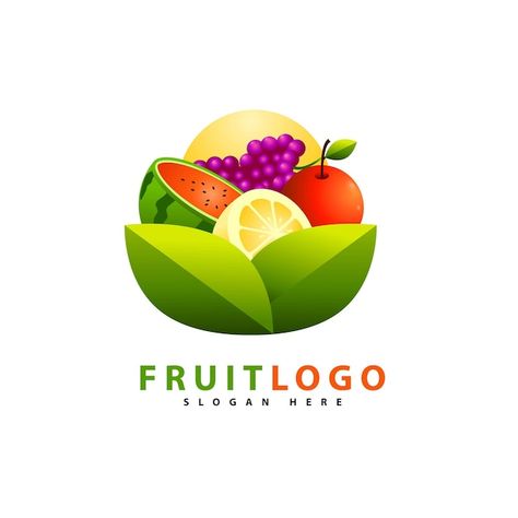 Fruits Logo Design Ideas, 3 Letter Logo, Fruits Logo, Fruit Logo Design Ideas, Fruits Vector, Fruit Logo Design, Juice Logo, Fruit Bushes, Fresh Logo