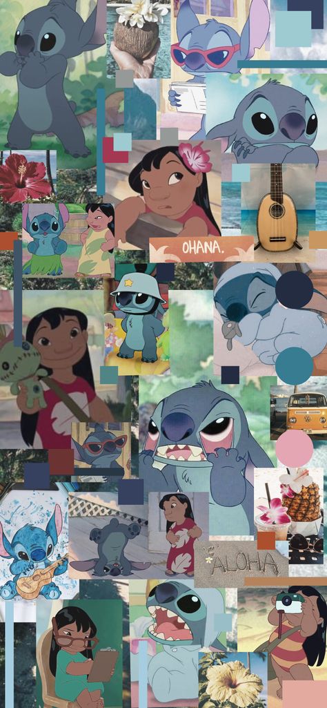 Lilo And Stitch Collage Wallpaper, Disney Aesthetic Wallpaper Ipad, Ipad Stitch Wallpaper, Kilo And Stitch Aesthetic, Stitch Wallpers Aesthetic, Stitch Iphone Wallpaper Aesthetic, Lio Ans Stitch Wallpaper, 3d Wallpaper Iphone Stitch, Lilo And Stitch Wallpaper Iphone Aesthetic