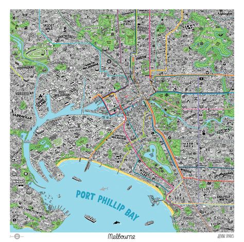 Melbourne Map, City Of Melbourne, Map Illustration, Hand Drawn Map, Drawn Map, North Bay, Drawing Process, Illustrated Map, City Map