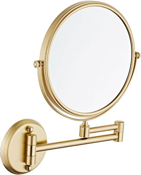 Wall Mounted Makeup Mirror with 5X Magnification, 8 Inch Double Sided Vanity Magnifying Mirror, Cosmetic Mirror Swivel Extendable Shaving Mirror for Bathroom, Brushed Gold : Amazon.co.uk: Home & Kitchen Bathroom Brushed Gold, Wall Mounted Magnifying Mirror, Double Sided Vanity, Mounted Makeup Mirror, Wall Mounted Makeup Mirror, Small Bathroom Renovations, Mirror For Bathroom, Shaving Mirror, Circular Mirror