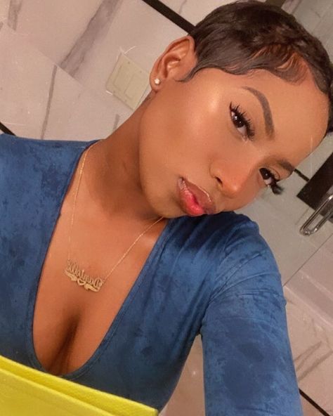 Cute Pixie Cuts For Black Women, Black Women Short Haircut, Very Short Pixie Haircut Black Women, Short Pixie Cut Black Women, Side Part Pixie, Pixie Cut Black Women, Finger Waves Short Hair, Short Relaxed Hairstyles, Black Women Short Hairstyles