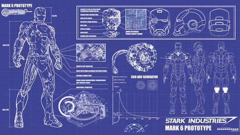 Iron man mk 6 Blueprint Wallpaper, Iron Man Stark, Iron Man Arc Reactor, Iron Man Movie, Arc Reactor, Iron Man Wallpaper, Stark Industries, Iron Man Art, Iron Man Avengers