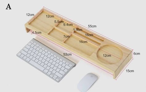 Wooden Desktop Organizer Over the Keyboard - FeelGift Work Desk Decor, Cnc Router Projects, Router Projects, Wooden Desk Organizer, Cnc Furniture, Wooden Organizer, Cnc Wood, Cnc Projects, Desktop Organizer