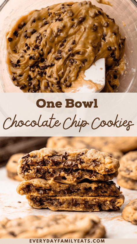 An actually easy chocolate chip cookie recipe made in one bowl, for when you want cookies but need them quickly! One Bowl Cookies, Oat Chocolate Chip Cookies, Easy Chocolate Chip Cookie, Simple Chocolate Chip Cookie Recipe, Parmesan Green Beans, Easy Chocolate Chip Cookies, Sweet Potato Wedges, Chocolate Chip Cookie Recipe, Family Eating