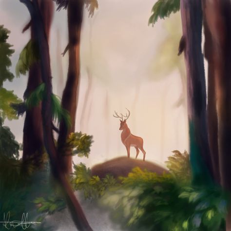 The Great Prince of the Forest by Hyzenthlay89 Great Prince Of The Forest, Deer Art, Classic Disney, The Landscape, Landscape Art, The Forest, Disney Pixar, Pixar, Walt Disney