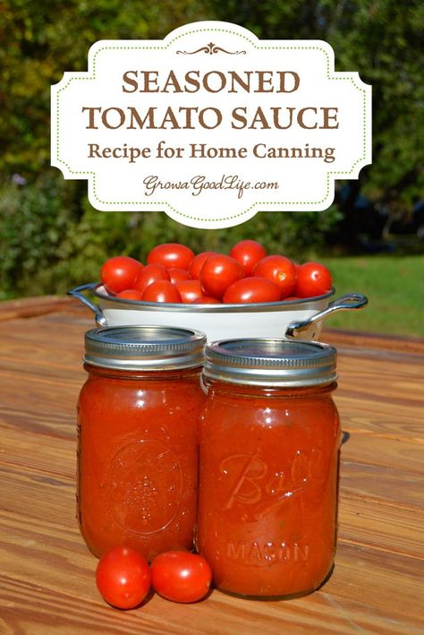 No store bought tomato sauce compares with the flavor of one made from your own tomatoes from your garden or from a local farm. This is the Tomato Sauce Recipe and method I use to home can the tomato harvest. This is a more manageable variation of Ball's "Seasoned Tomato Sauce" recipe. The ratio of ingredients is the same maintaining the safe canning properties. Canning Tomato Soup, Canning Tomatoes Recipes, Preserving Recipes, Tomatoes Recipes, Canning 101, Freezing Food, Jar Food, Tomato Soup Homemade, Canning Recipe