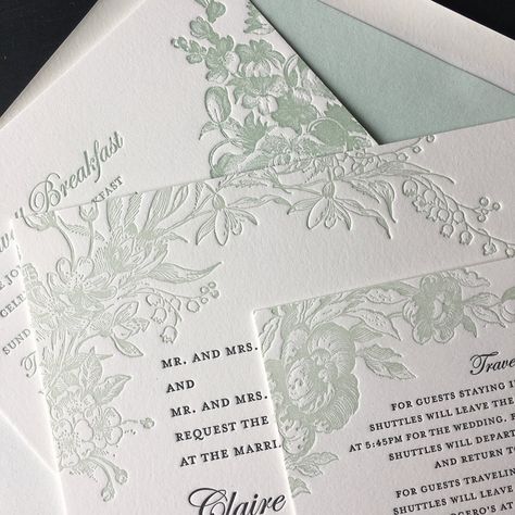 Sesame Letterpress, Green Spring Wedding, Chinoiserie Wedding, Letterpress Design, Wedding Journal, Indian Wedding Cards, Green Wedding Invitations, Pocket Wedding Invitations, Handmade Wedding Invitations