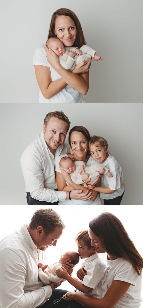 Family poses during a newborn photo shoot. Newborn Family Poses, Mum Dad And Baby, Newborn Photo Shoot, Sibling Photos, Newborn Posing, Neutral Colours, Newborn Family, Family Posing, Cute Rompers