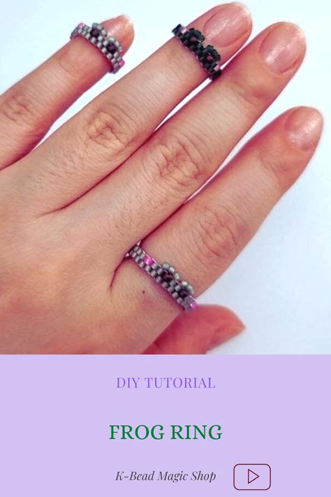 Diy Frog Ring, Frog Ring Tutorial, Beaded Frog, Diy Frog, Frog Ring, Ring Tutorial, A Frog, Beads Diy, Beading Projects