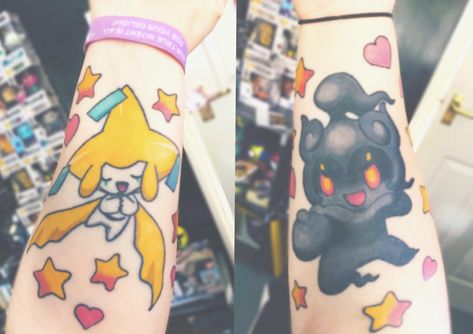 Jirachi Tattoo, Marshadow Pokemon, Pokemon Tattoo Ideas, Still Healing, Pokemon Tattoo, Tattoo Inspo, Cute Tattoos, Tatting, Body Art