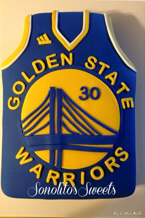 Golden state warriors jersey cake. Stephen curry jersey cake Stephen Curry Cake, Stephen Curry Birthday, Golden State Warriors Cake, Warriors Cake, Golden State Warriors Party, Nba Party, Golden State Warriors Birthday, Basketball Cakes, Stephen Curry Family