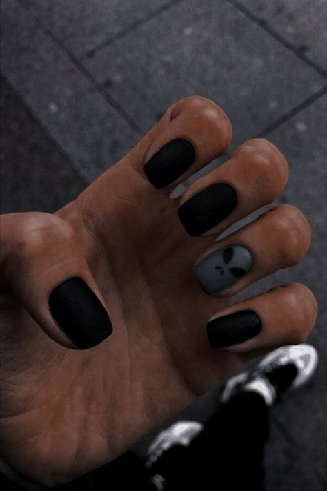 Short Square Dark Nails, Goth Nails Square, Witchy Nails Short, Grunge Nail Designs, Emo Nails, Witchy Nails, I've Changed, Goth Nails, Grunge Nails