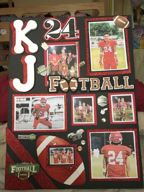 Football Poster For Homecoming, Senior Football Scrapbook Ideas, Decorating Senior Football Locker, Homecoming Boards Ideas Football, Senior Week Locker Decorations, Senior Night Posters Basketball Diy, Hoco Posters For Football Players, Youth Football Homecoming Poster Ideas, Homecoming Ideas For Football Players