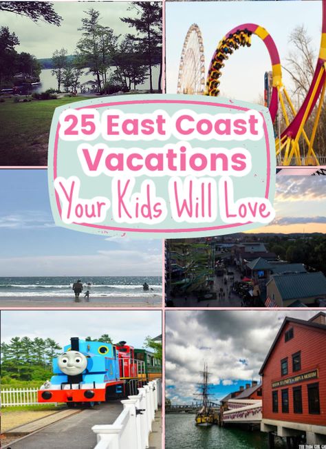 The East Coast has so many family destinations including beach, mountain and historical vacation spots. Here are 25 recommendations of East Coast USA family vacation adventure your kids will remember. #familytravel #TraveltheUSA #Travelwithkids #EastCoastUSA #FamilyVacation Non Beach Family Vacations, East Coast Family Vacation Ideas, Family Friendly Vacations In The Us, East Coast Road Trip With Kids, Us Family Vacation Ideas, Fun Family Vacations In The Us, Usa Family Vacation Ideas, East Coast Summer Vacation, Best East Coast Vacations