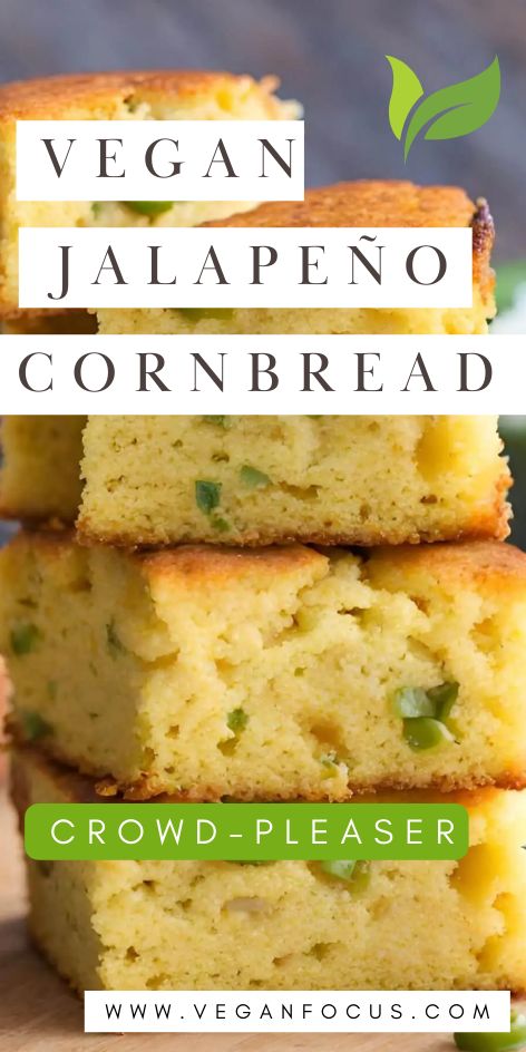 Vegan Jalapeño Cornbread is delicious blend of Southern comfort with a hint of heat from the jalapeños. It’s tasty as a side dish for soups, stews, or enjoyed on its own. The recipe uses wholesome ingredients, including cornmeal, non-dairy milk, and a touch of maple syrup. This savory, crowd-pleaser can be easily made gluten-free and accommodate dietary preferences. Serve with dinner, at gatherings, or even a snack. Easy to make and even easier to savor! Cornmeal Recipes Vegan, Vegan Mexican Cornbread, Vegan Jalapeno Cornbread, Gluten Free Mexican Cornbread, Vegan Southern Food, Vegan Gluten Free Cornbread, Dairy Free Cornbread Recipe, Cornbread Appetizer, Gluten Free Vegan Cornbread