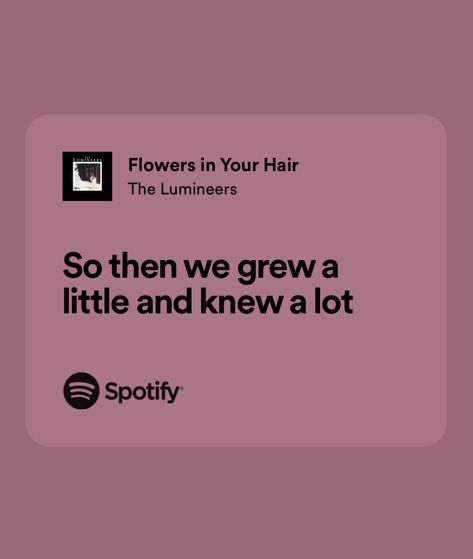 The Lumineers Flowers In Your Hair, Flowers In Your Hair Lumineers, Song Senior Quotes, Lumineers Quotes, The Lumineers Quotes, Song Lyrics For Senior Quotes, Lumineers Lyrics, Kiara Core, Grad Quotes