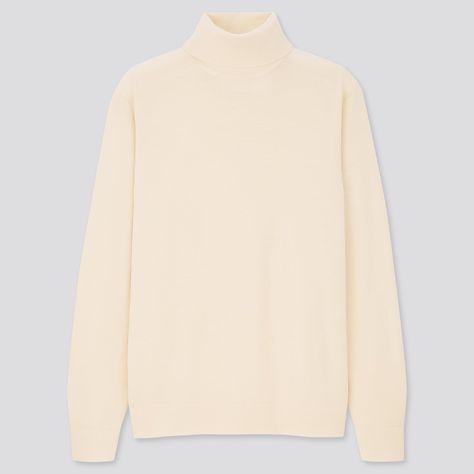 MEN'S EXTRA FINE MERINO WOOL TURTLENECK LONG SLEEVE SWEATER | UNIQLO AU Cream Turtleneck, Turtleneck Jumper, Uniqlo Men, Popular Shirt, Men Cream, Turtle Neck Jumper, Turtleneck Long Sleeve, Wool Turtleneck, Casual Clothes