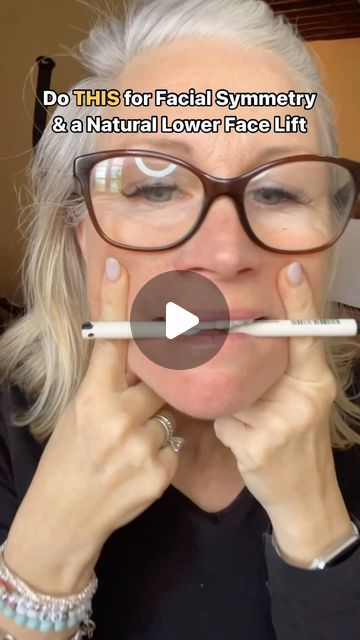 Liz Wadden | Anti-Aging Enthusiast on Instagram: "It’s Day 21! 🏆  Thank you for joining me on this AMAZING face yoga journey!   Stay tuned for my next Challenge coming in March!  Let’s spice up our Face Yoga routine today with Power of a Pencil! ✏️  SO SIMPLE…YET SOOOO EFFECTIVE!  Comment “COURSE” for more skin tightening facial exercises like this!  1️⃣ Grab a clean pencil/pen - hold it horizontally in your mouth, gripping slightly with your teeth.  2️⃣ Flash a big smile while keeping the pencil in place.  3️⃣ Smooth out your laugh lines with your fingers, not pulling on the skin just holding in place.  4️⃣ Hold for 20 seconds, release, and repeat 2 more times!  This adds resistance, giving your muscles an extra boost for a firmer and lifted glow.   Plus, it’s also promoting facial symme Facial Yoga Exercises Anti Aging, Facial Symmetry, Facial Yoga Exercises, Tighten Facial Skin, Marionette Lines, Yoga Journey, Face Yoga Exercises, Skin Tightening Face, Laugh Lines