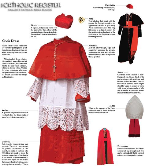 Vestments and symbols of the Office of the Cardinal Pope Vestment, Cardinal Outfit, Thomas Collins, Ecclesiastical Vestments, Choir Dresses, Acts 1, Catholic Education, Catholic Priest, Religious Education