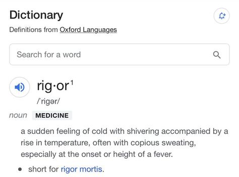 Rigor Mortis, Dictionary Definitions, Medicine, Feelings