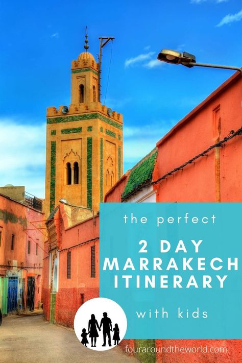 Plan the perfect 2 days in Marrakech with kids, taking in the highlights of this vibrant family-friendly Moroccan city, with this family-friendly Marrakech itinerary. From accommodation to getting around, and the must-see attractions in this beautiful part of Morocco. Discover the rich culture and incredible architecture in Marrakesh as you remark on a family holiday you will all remember. Marrakech Itinerary, Moroccan City, Morocco Beach, Morocco Itinerary, Incredible Architecture, Visit Morocco, Ancient Greek Architecture, City Family, Travel Inspiration Destinations