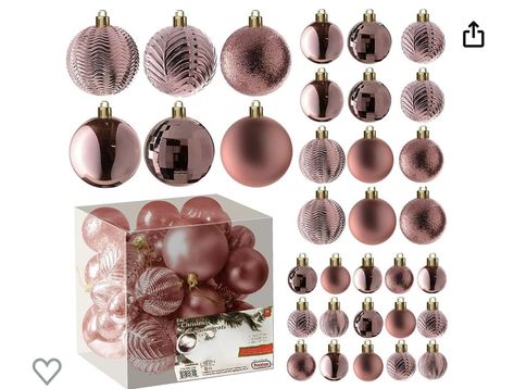 Absolutely gorgeous on any tree! Rose Gold Christmas Ornaments, Wreath Centerpieces, Wreath Party, Rose Gold Christmas Tree, Rosé Christmas, Gold Christmas Ornaments, Rose Gold Christmas, Christmas Ball Ornaments, Shatterproof Ornaments