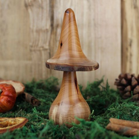 Mushrooms Photography, Wooden Mushrooms, Mushroom Sculpture, Yew Wood, Biodegradable Packaging, Craft Club, Wood Turning, Art Object, Natural Materials