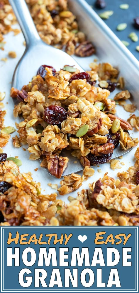 How To Make Gluten Free Granola, Granola Oats Recipe, Health Granola Recipes, Granola With Dried Fruit, Make Granola From Oats, Quick Oats Granola, How To Make Granola Clusters, Granola With Quick Oats, How To Make Homemade Granola