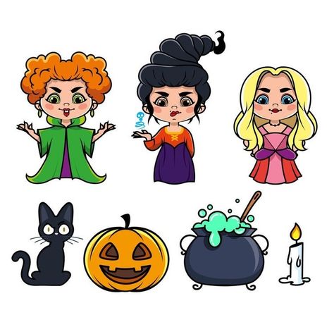 Hocus Pocus Characters, Hermanas Sanderson, Hocus Pocus Party, Halloween Characters, Cricut Halloween, Halloween Illustration, Halloween Painting, Halloween Drawings, Halloween Inspo